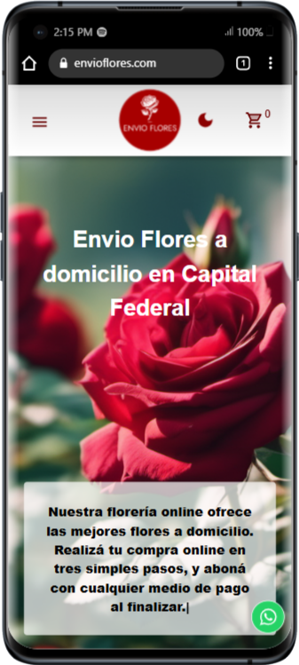 Vista móvil de Envio Flores